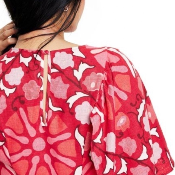 NWT RHODE x Target Zinnia Floral Print Bell Sleeve Midi Dress in Red/Pink - Picture 15 of 15